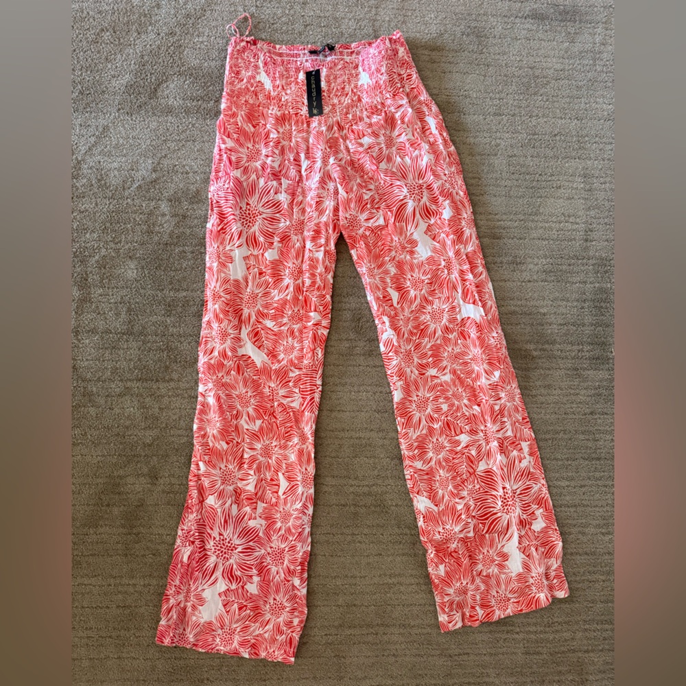 Boutique red floral pants